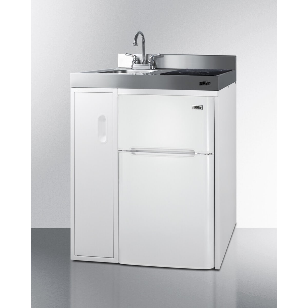 Summit - 30" wide all-in-one kitchenette with 2-burner 115V induction cooktop, refrigerator-freezer, sink, and storage cabinet - C30IND Summit - 30" wide all-in-one kitchenette with 2-burner 115V induction cooktop, refrigerator-freezer, sink, and storage cabinet - C30IND
