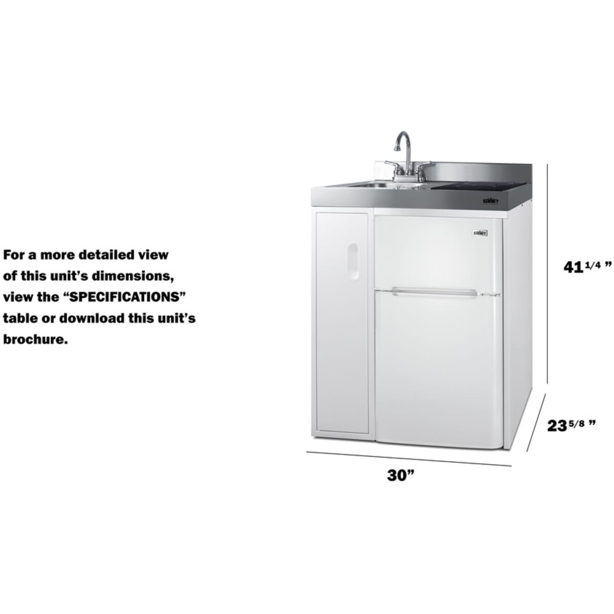 Summit - 30" wide all-in-one kitchenette with 2-burner 115V induction cooktop, refrigerator-freezer, sink, and storage cabinet - C30IND Summit - 30" wide all-in-one kitchenette with 2-burner 115V induction cooktop, refrigerator-freezer, sink, and storage cabinet - C30IND