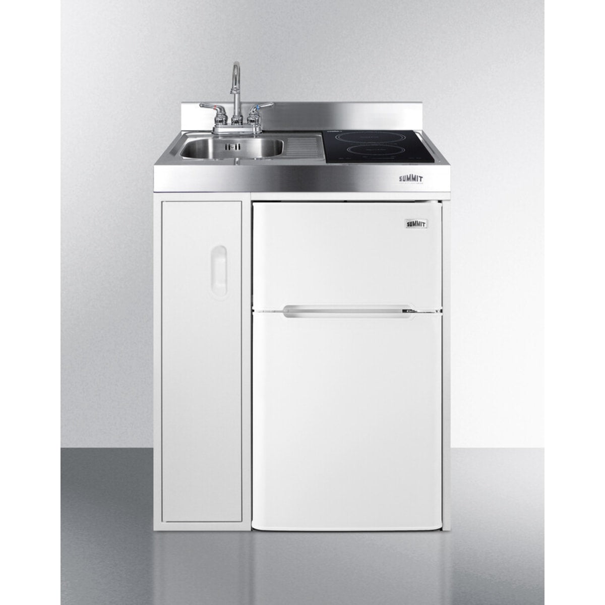 Summit - 30" wide all-in-one kitchenette with 2-burner 115V induction cooktop, refrigerator-freezer, sink, and storage cabinet - C30IND Summit - 30" wide all-in-one kitchenette with 2-burner 115V induction cooktop, refrigerator-freezer, sink, and storage cabinet - C30IND