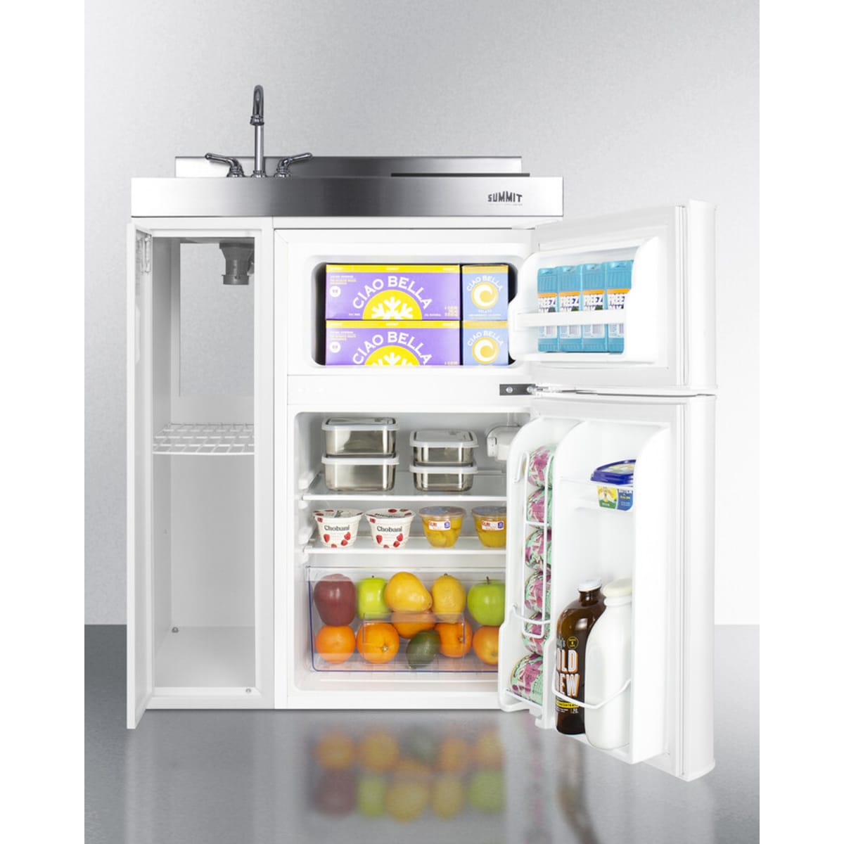 Summit - 30" wide all-in-one kitchenette with 2-burner 115V induction cooktop, refrigerator-freezer, sink, and storage cabinet - C30IND Summit - 30" wide all-in-one kitchenette with 2-burner 115V induction cooktop, refrigerator-freezer, sink, and storage cabinet - C30IND