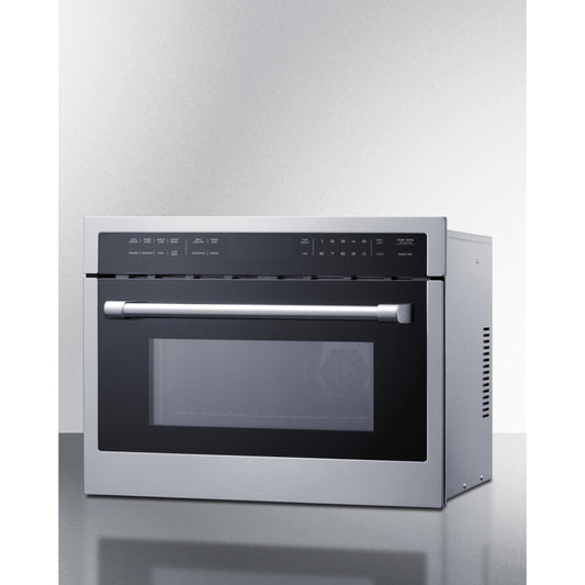 Summit - 24" wide 115v built-in speed oven with convection, microwave, and standard oven settings in a stainless steel and glass finish - CMV115