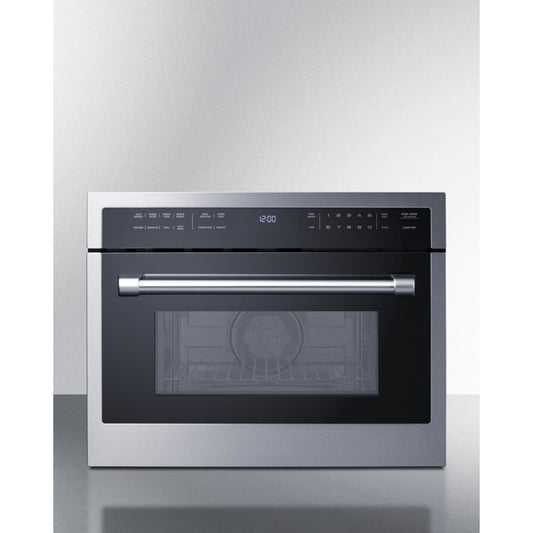 Summit - 24" wide 115v built-in speed oven with convection, microwave, and standard oven settings in a stainless steel and glass finish - CMV115