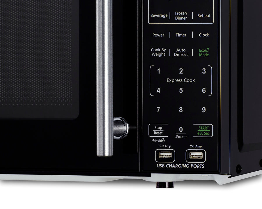 Summit - Counter height refrigerator-freezer and compact microwave in black with allocator and USB ports for 1-plug operation; ships in three boxes on one pallet - MRF66BKA Summit - Counter height refrigerator-freezer and compact microwave in black with allocator and USB ports for 1-plug operation; ships in three boxes on one pallet - MRF66BKA