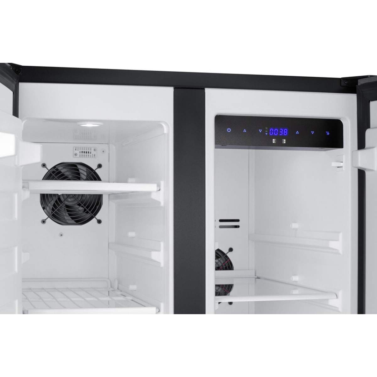 Summit - 24" wide undercounter frost-free side-by-side refrigerator-freezer in stainless steel with locks, stainless steel handles, and digital controls - FFRF24SS Summit - 24" wide undercounter frost-free side-by-side refrigerator-freezer in stainless steel with locks, stainless steel handles, and digital controls - FFRF24SS