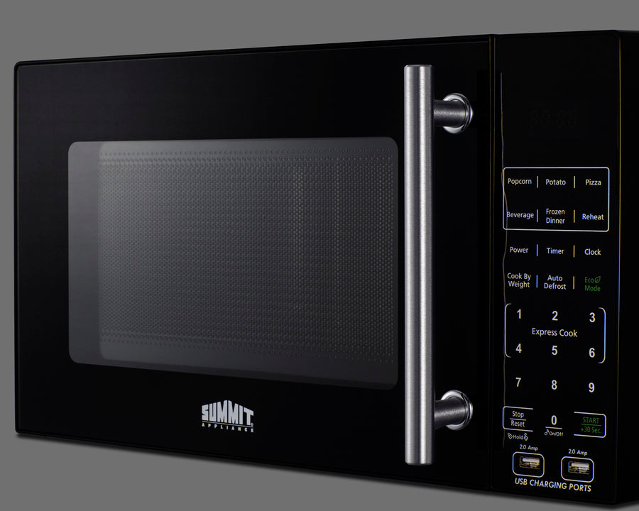 Summit - Compact microwave in black with allocator and USB ports - SM903BSA1 Summit - Compact microwave in black with allocator and USB ports - SM903BSA1