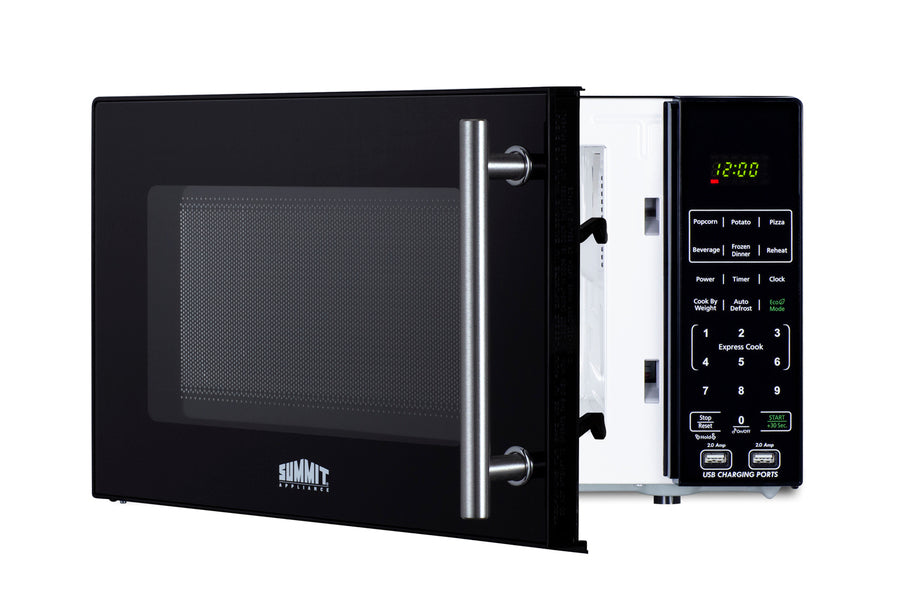 Summit - Compact microwave in black with allocator and USB ports - SM903BSA1 Summit - Compact microwave in black with allocator and USB ports - SM903BSA1