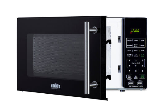 Summit - Compact microwave in black with allocator and USB ports - SM903BSA1