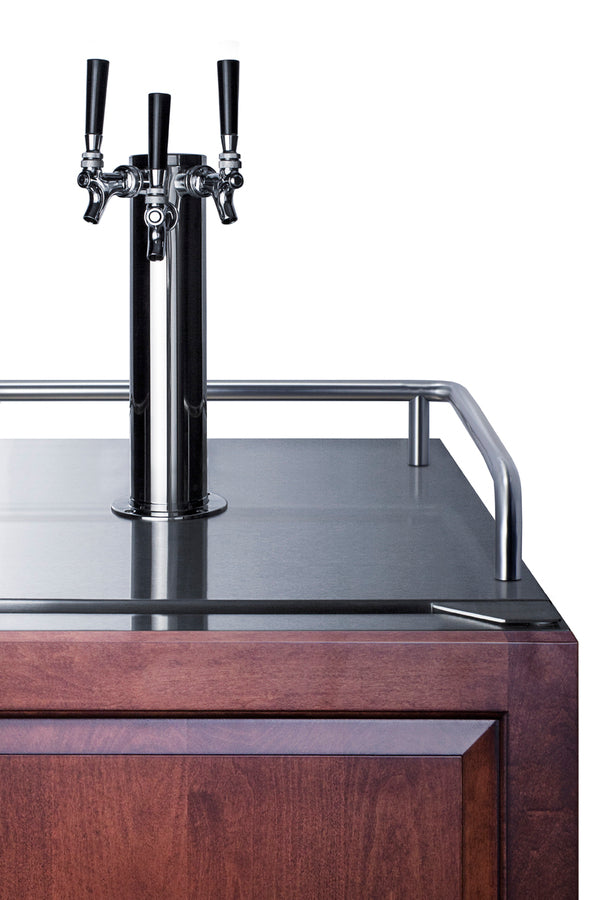 Summit - Built-in undercounter triple tap beer kegerator in complete stainless steel with panel-ready door - SBC682PNRTRIPLE Summit - Built-in undercounter triple tap beer kegerator in complete stainless steel with panel-ready door - SBC682PNRTRIPLE