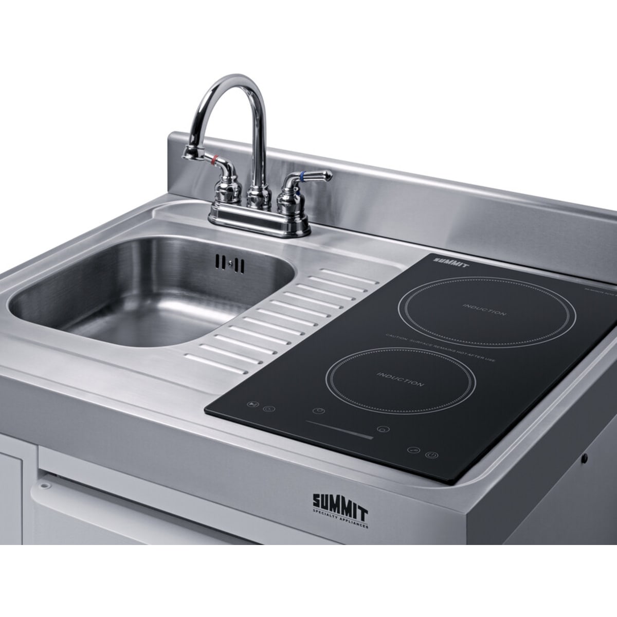 Summit - 30" wide all-in-one kitchenette with 2-burner 115V induction cooktop, refrigerator-freezer, sink, and storage cabinet - C30IND Summit - 30" wide all-in-one kitchenette with 2-burner 115V induction cooktop, refrigerator-freezer, sink, and storage cabinet - C30IND
