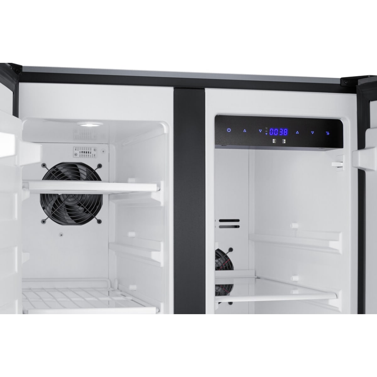 Summit - 24" wide undercounter frost-free side-by-side refrigerator-freezer in stainless steel with locks, stainless steel handles, and digital controls - FFRF24SSCSS Summit - 24" wide undercounter frost-free side-by-side refrigerator-freezer in stainless steel with locks, stainless steel handles, and digital controls - FFRF24SSCSS