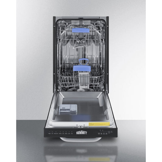 Summit - 18" wide ADA compliant ENERGY STAR certified dishwasher in black with top controls - DW184BADA