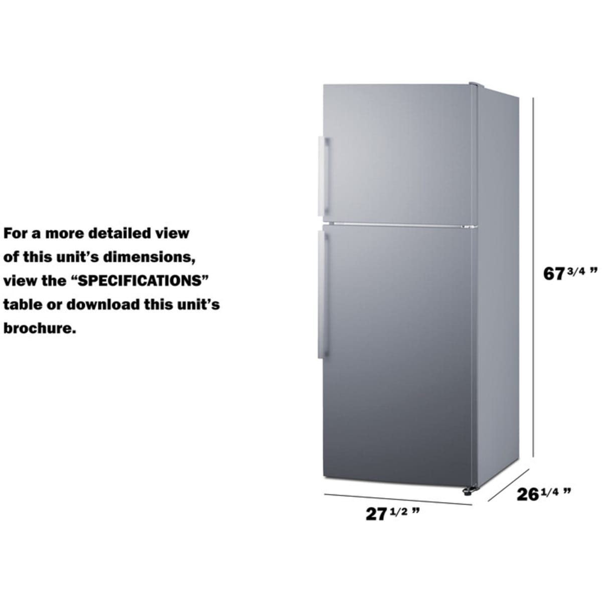 Summit - ENERGY STAR certified counter depth refrigerator-freezer with stainless steel doors, platinum cabinet, and icemaker - FF1513SS Summit - ENERGY STAR certified counter depth refrigerator-freezer with stainless steel doors, platinum cabinet, and icemaker - FF1513SS