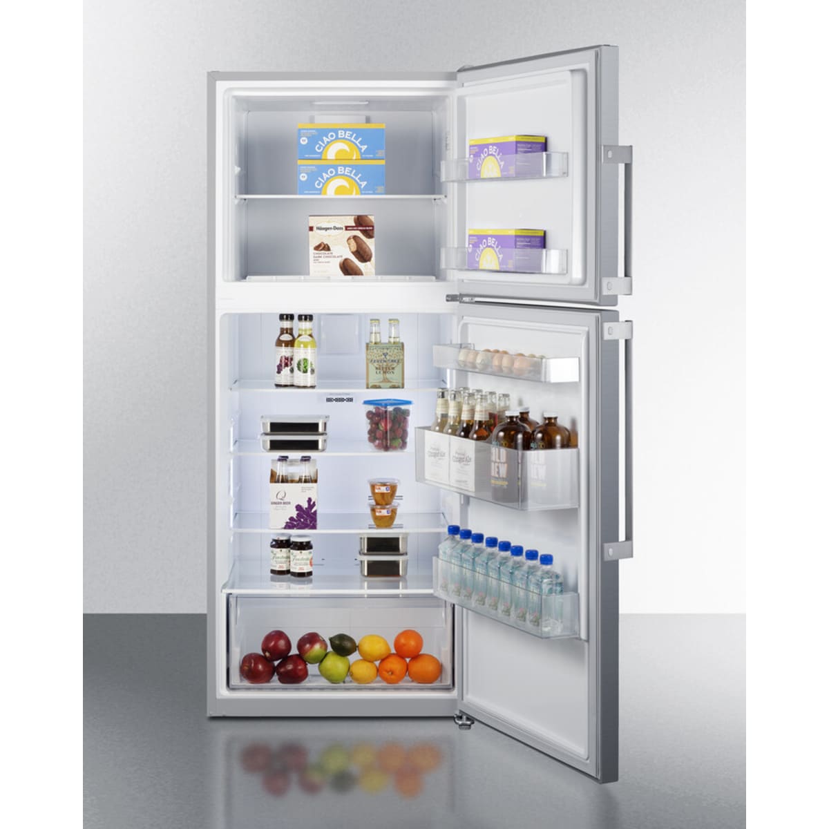 Summit - ENERGY STAR certified counter depth refrigerator-freezer with stainless steel doors, platinum cabinet, and icemaker - FF1513SS Summit - ENERGY STAR certified counter depth refrigerator-freezer with stainless steel doors, platinum cabinet, and icemaker - FF1513SS