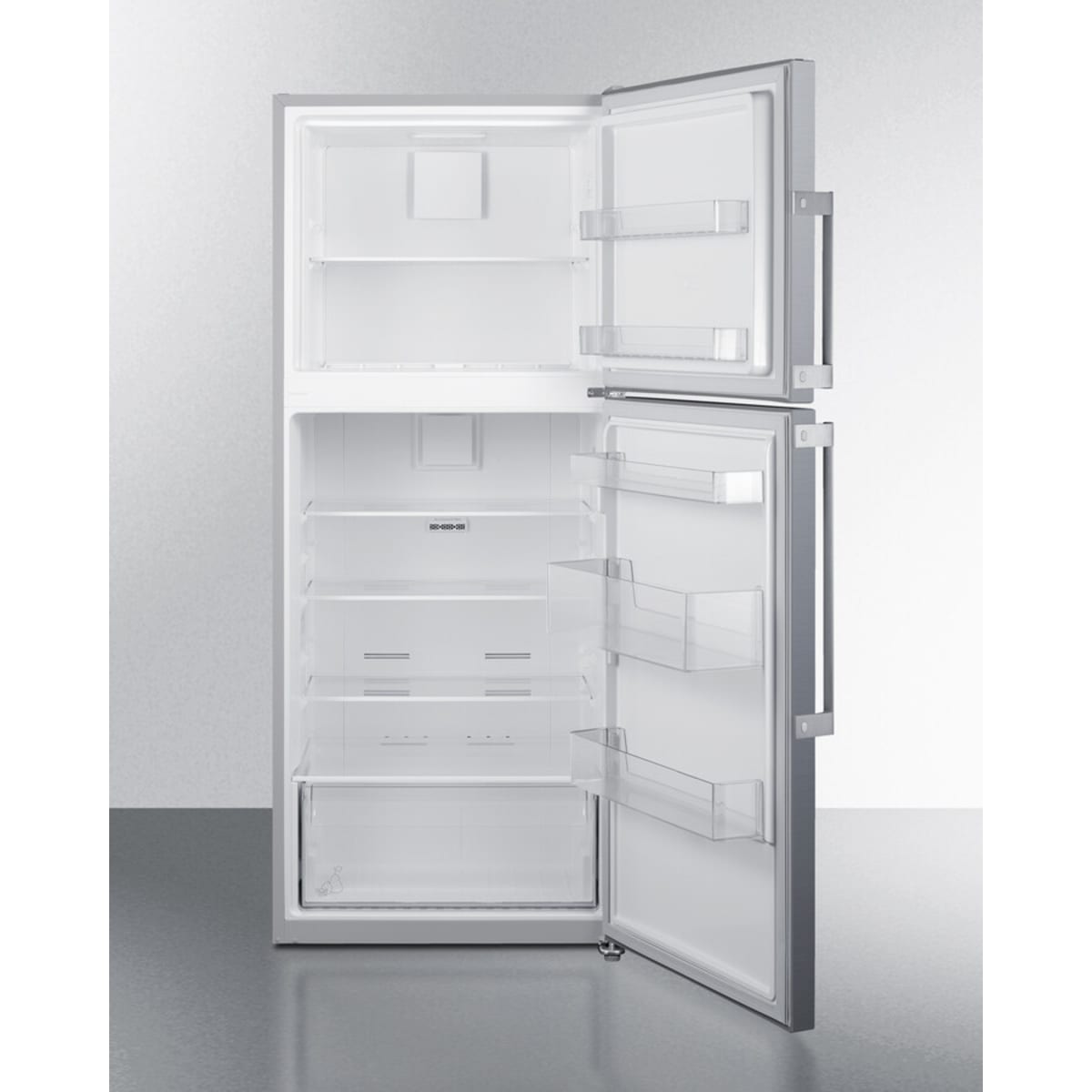 Summit - ENERGY STAR certified counter depth refrigerator-freezer with stainless steel doors, platinum cabinet, and icemaker - FF1513SS Summit - ENERGY STAR certified counter depth refrigerator-freezer with stainless steel doors, platinum cabinet, and icemaker - FF1513SS