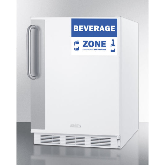 Summit - Commercial 5.5 cu.ft. beverage zone all-refrigerator with stainless steel handle - FF6W7BZADA