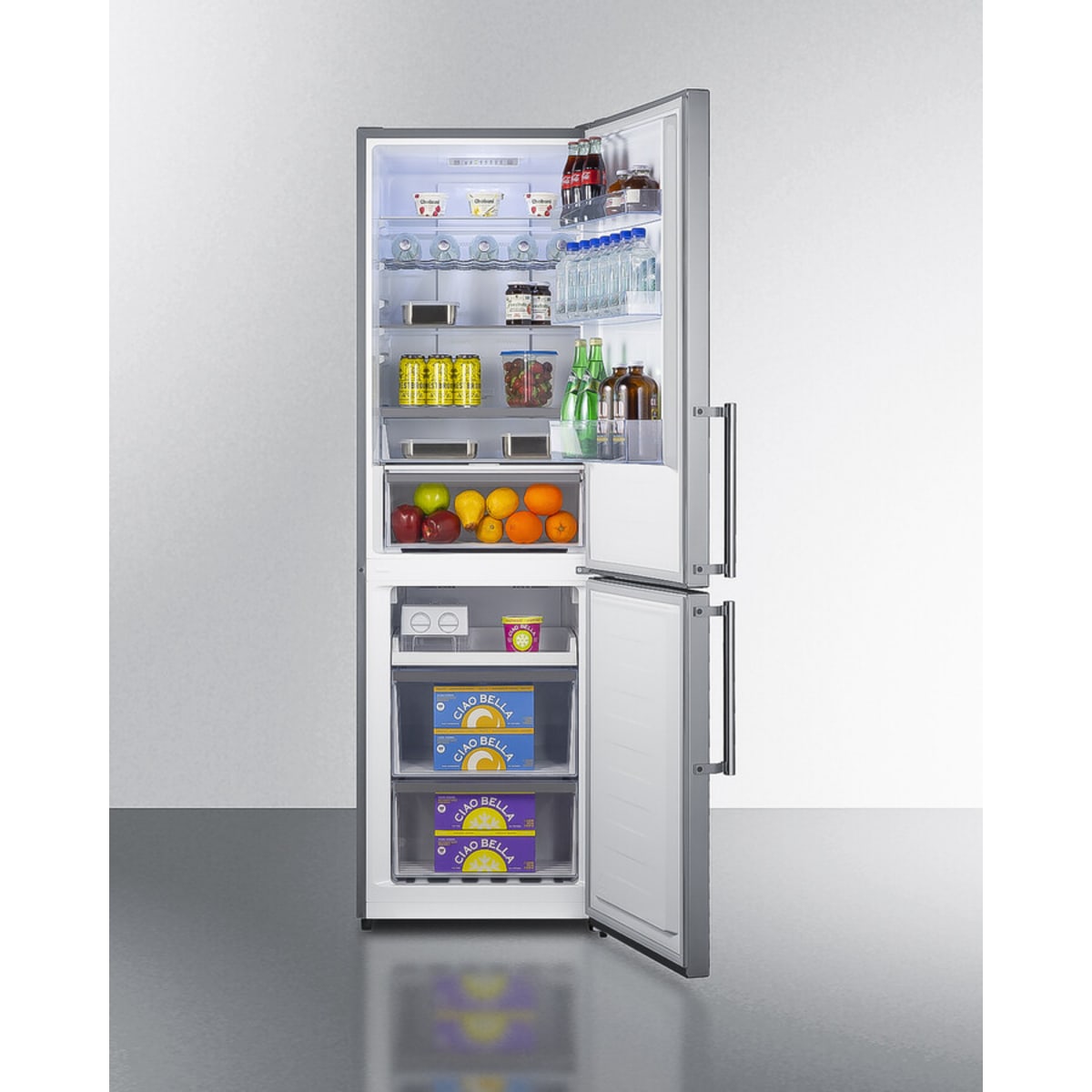 Summit - ENERGY STAR certified 24" x 24" bottom mount refrigerator with a stainless steel look - FFBF235PL Summit - ENERGY STAR certified 24" x 24" bottom mount refrigerator with a stainless steel look - FFBF235PL