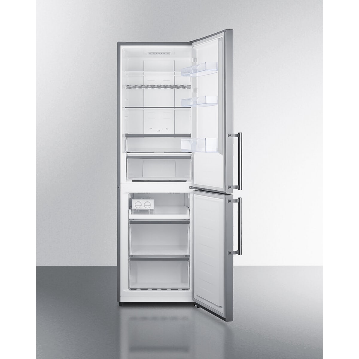 Summit - ENERGY STAR certified 24" x 24" bottom mount refrigerator with a stainless steel look - FFBF235PL Summit - ENERGY STAR certified 24" x 24" bottom mount refrigerator with a stainless steel look - FFBF235PL