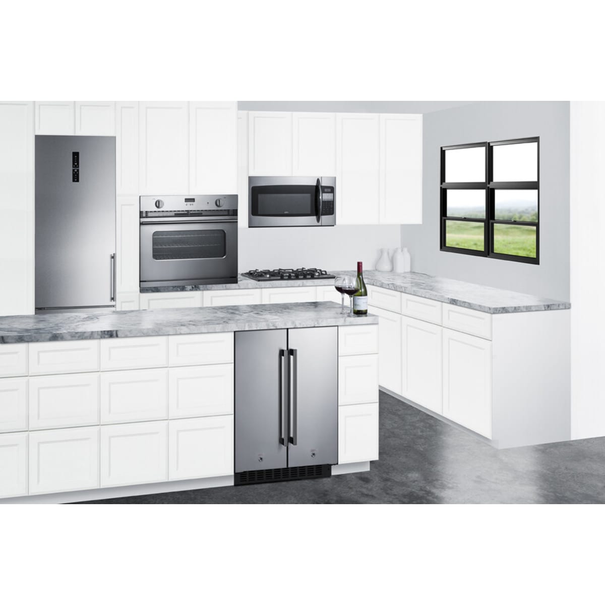 Summit - 24" wide undercounter frost-free side-by-side refrigerator-freezer in stainless steel with locks, stainless steel handles, and digital controls - FFRF24SS Summit - 24" wide undercounter frost-free side-by-side refrigerator-freezer in stainless steel with locks, stainless steel handles, and digital controls - FFRF24SS