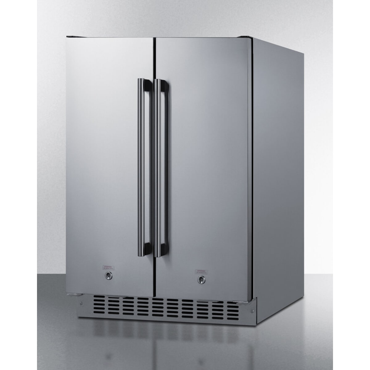 Summit - 24" wide undercounter frost-free side-by-side refrigerator-freezer in stainless steel with locks, stainless steel handles, and digital controls - FFRF24SSCSS Summit - 24" wide undercounter frost-free side-by-side refrigerator-freezer in stainless steel with locks, stainless steel handles, and digital controls - FFRF24SSCSS