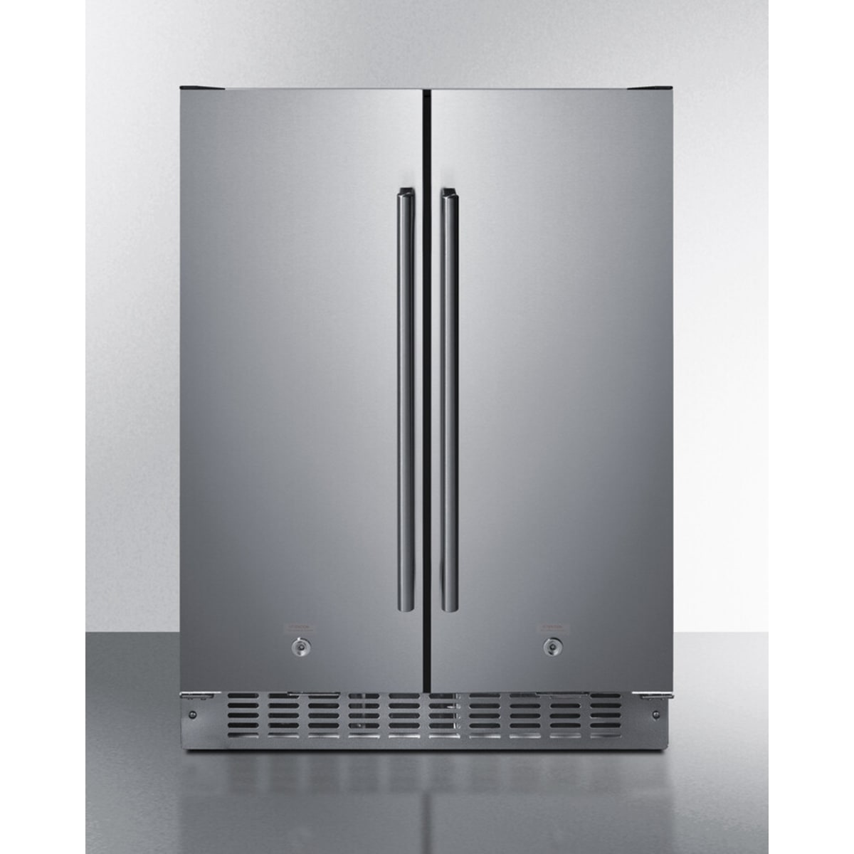 Summit - 24" wide undercounter frost-free side-by-side refrigerator-freezer in stainless steel with locks, stainless steel handles, and digital controls - FFRF24SSCSS Summit - 24" wide undercounter frost-free side-by-side refrigerator-freezer in stainless steel with locks, stainless steel handles, and digital controls - FFRF24SSCSS
