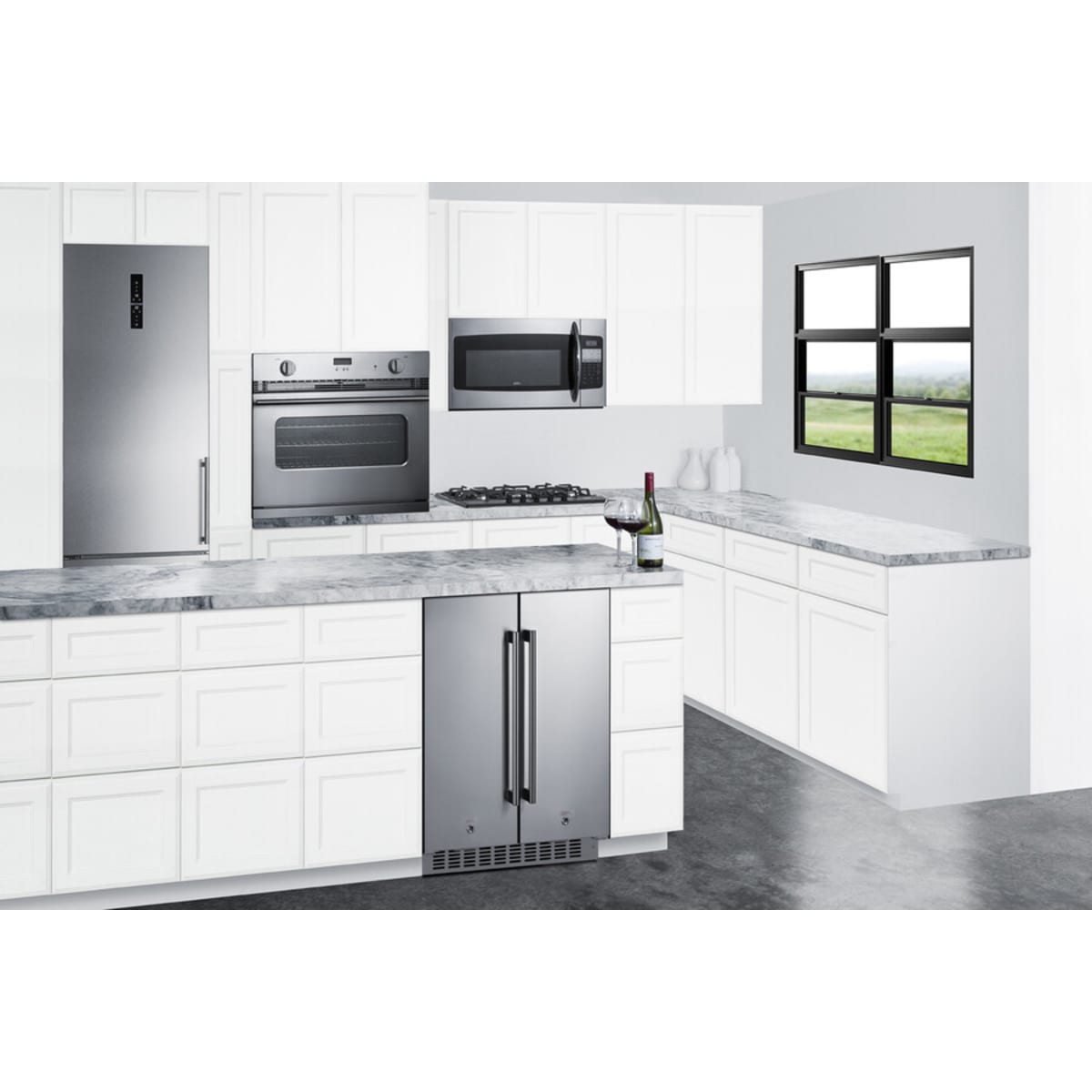Summit - 24" wide undercounter frost-free side-by-side refrigerator-freezer in stainless steel with locks, stainless steel handles, and digital controls - FFRF24SSCSS Summit - 24" wide undercounter frost-free side-by-side refrigerator-freezer in stainless steel with locks, stainless steel handles, and digital controls - FFRF24SSCSS