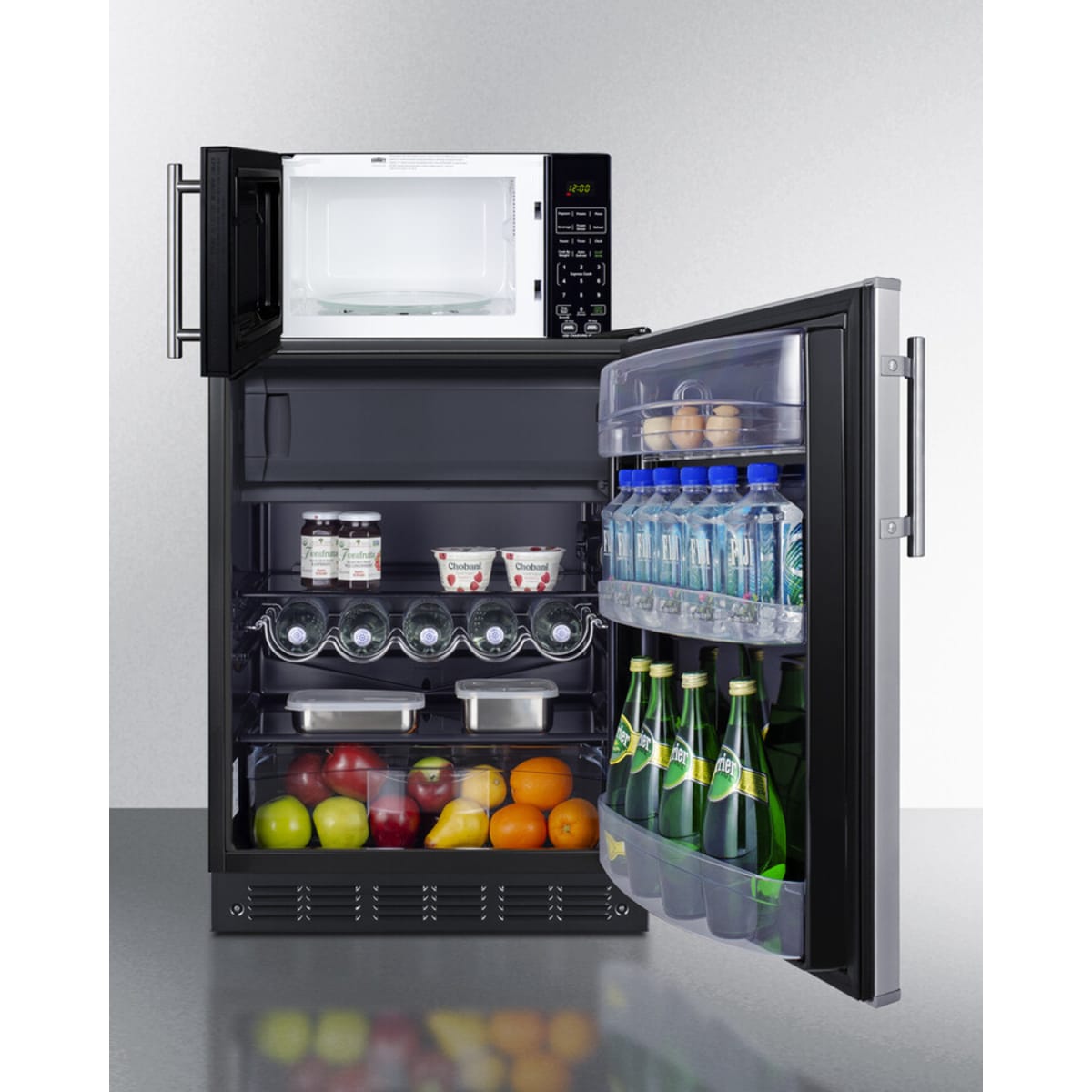 Summit - Combination refrigerator-freezer and microwave - MRF66BK2SSA Summit - Combination refrigerator-freezer and microwave - MRF66BK2SSA