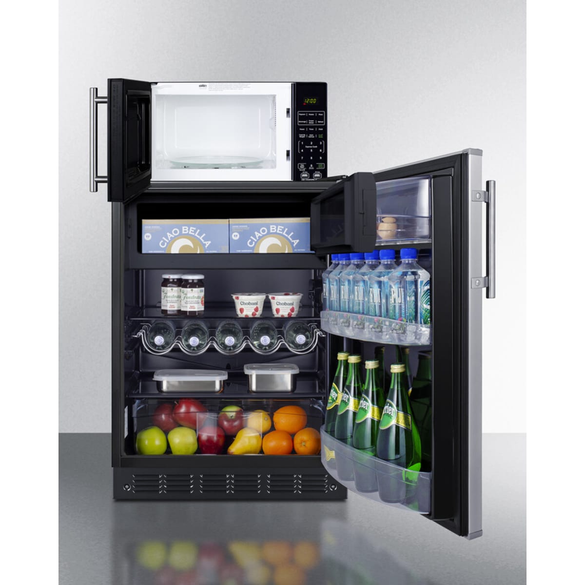 Summit - Combination refrigerator-freezer and microwave - MRF66BK2SSA Summit - Combination refrigerator-freezer and microwave - MRF66BK2SSA