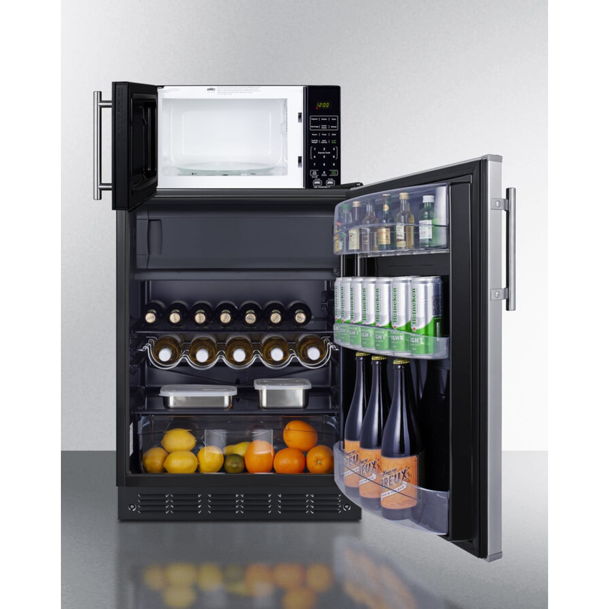 Summit - Combination refrigerator-freezer and microwave - MRF66BK2SSA Summit - Combination refrigerator-freezer and microwave - MRF66BK2SSA