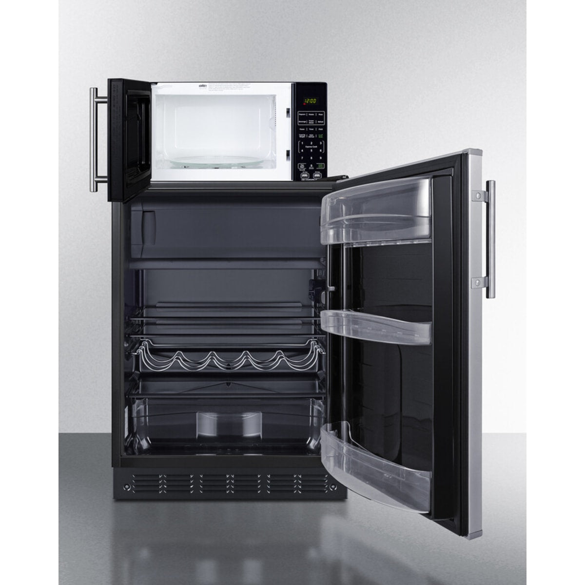 Summit - Combination refrigerator-freezer and microwave - MRF66BK2SSA Summit - Combination refrigerator-freezer and microwave - MRF66BK2SSA