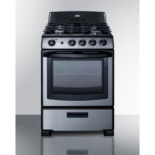 Summit - 24" wide gas range (PRO247SS) and 24" wide convertible range hood (HR24RSS) shipped together - RGH24RSS