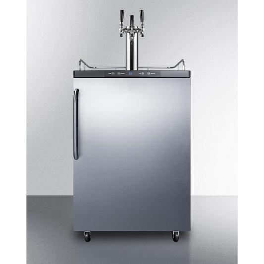 Summit - Freestanding residential beer dispenser, auto defrost with triple tap kit, digital thermostat and stainless steel door - SBC635MSSTBTRIPLE