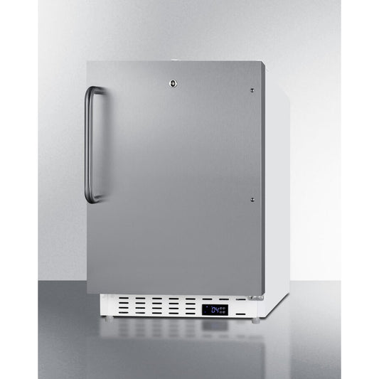 Summit - Commercially approved ADA compliant undercounter all-refrigerator with white cabinet and stainless steel door - SCR504SSTBADA
