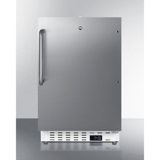 Summit - Commercially approved ADA compliant undercounter all-refrigerator with white cabinet and stainless steel door - SCR504SSTBADA
