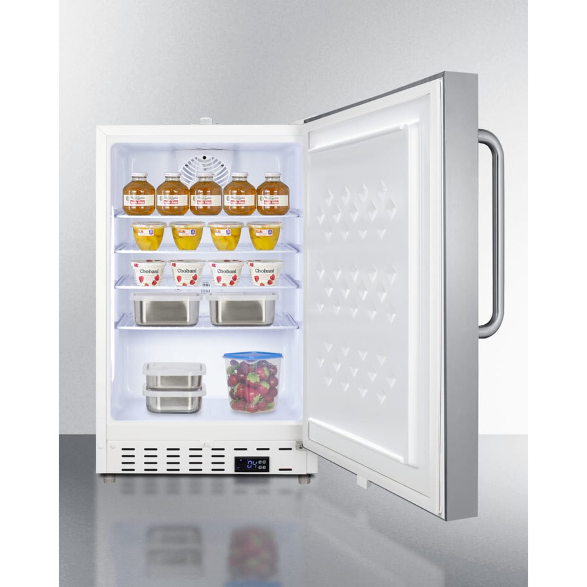 Summit - Commercially approved ADA compliant undercounter all-refrigerator with white cabinet and stainless steel door - SCR504SSTBADA Summit - Commercially approved ADA compliant undercounter all-refrigerator with white cabinet and stainless steel door - SCR504SSTBADA