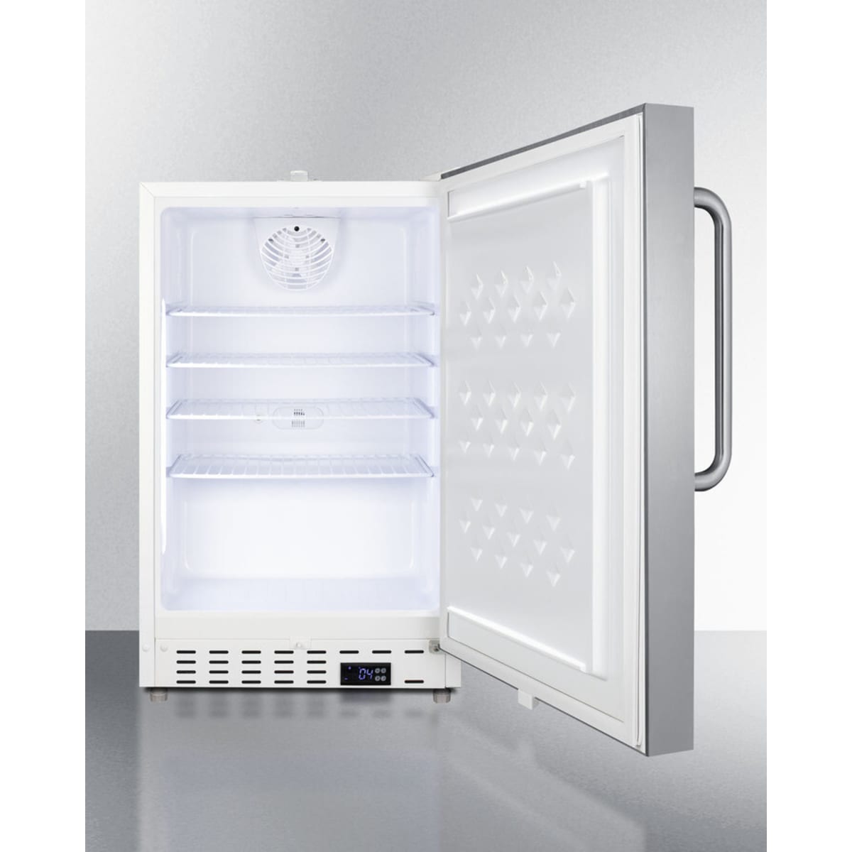 Summit - Commercially approved ADA compliant undercounter all-refrigerator with white cabinet and stainless steel door - SCR504SSTBADA Summit - Commercially approved ADA compliant undercounter all-refrigerator with white cabinet and stainless steel door - SCR504SSTBADA