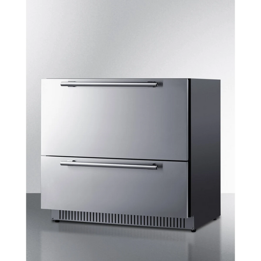 Summit - 36" wide built-in undercounter outdoor 2-drawer all-refrigerator - SPR36DROS