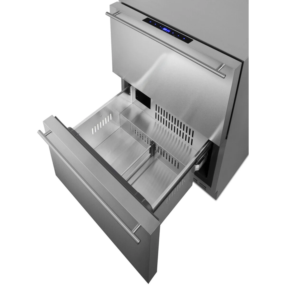 Summit - Commercially approved 24" wide built-in undercounter 2-drawer panel-ready refrigerator-freezer in stainless steel - SPRF34D7 Summit - Commercially approved 24" wide built-in undercounter 2-drawer panel-ready refrigerator-freezer in stainless steel - SPRF34D7
