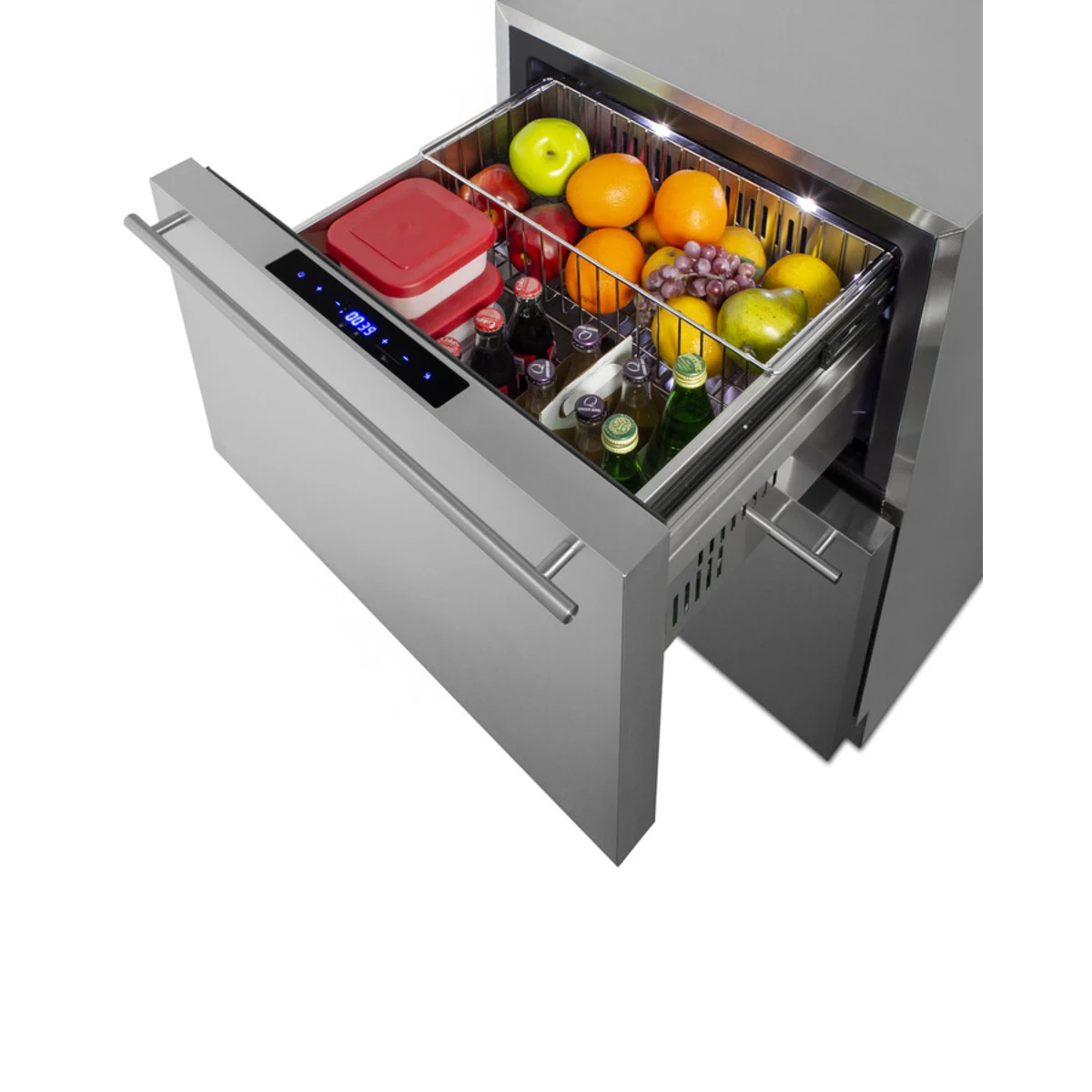 Summit - Commercially approved 24" wide built-in undercounter 2-drawer panel-ready refrigerator-freezer in stainless steel - SPRF34D7 Summit - Commercially approved 24" wide built-in undercounter 2-drawer panel-ready refrigerator-freezer in stainless steel - SPRF34D7