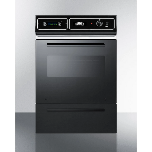 Summit - Black glass 115V electric wall oven with digital clock/timer and oven window - TEM715DK