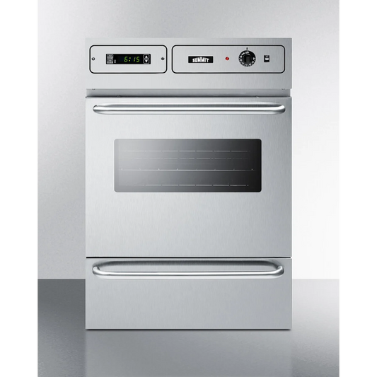 Summit - Stainless steel 115V electric wall oven with digital clock/timer and oven window - TEM755BKW