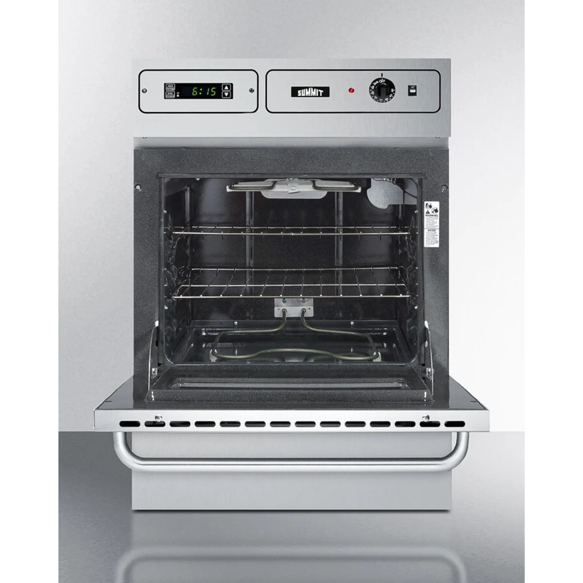 Summit - Stainless steel 115V electric wall oven with digital clock/timer and oven window - TEM755BKW Summit - Stainless steel 115V electric wall oven with digital clock/timer and oven window - TEM755BKW