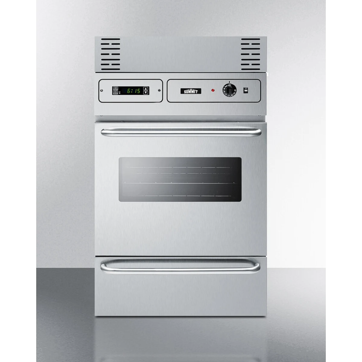 Summit - Stainless steel 115V electric wall oven with digital clock/timer and oven window - TEM755BKW Summit - Stainless steel 115V electric wall oven with digital clock/timer and oven window - TEM755BKW