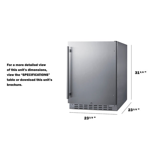 Summit - Built-in undercounter ADA compliant outdoor all-refrigerator in stainless steel - AL55OSCSS Summit - Built-in undercounter ADA compliant outdoor all-refrigerator in stainless steel - AL55OSCSS