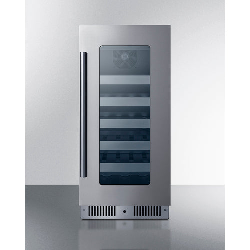 Summit - 15" wide built-in wine cellar with seamless stainless steel door trim - CL155WC1