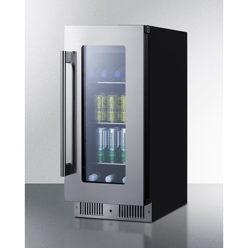 Summit - 15" wide built-in beverage center with seamless stainless steel door trim - CL156BV1