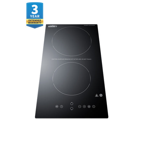 Summit - 12" Wide 230V 2-Burner Radiant Cooktop With Safety Shutoff - CRH2BT30230