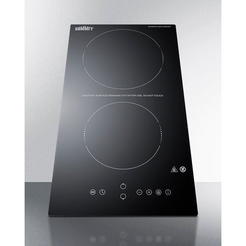 Summit - 12" Wide 230V 2-Burner Radiant Cooktop With Safety Shutoff - CRH2BT30230