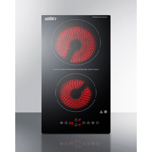 Summit - 12" Wide 230V 2-Burner Radiant Cooktop With Safety Shutoff - CRH2BT30230 Summit - 12" Wide 230V 2-Burner Radiant Cooktop With Safety Shutoff - CRH2BT30230