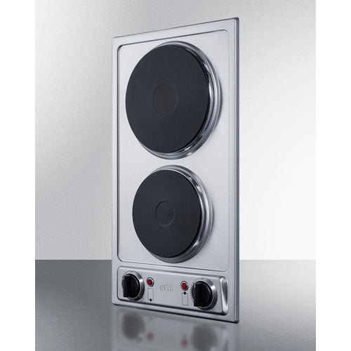 Summit - 12" Wide 115V 2-Burner Solid Disk Cooktop