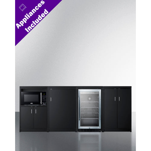 Summit - 85" wide casework suite with refrigerator, microwave, and cabinets - CWSUITE85G